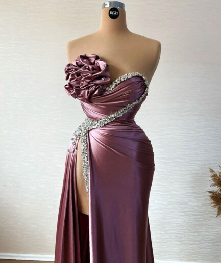 Mermaid Royal Purple Long Dress With High-Slit and Sweetheart Neckline