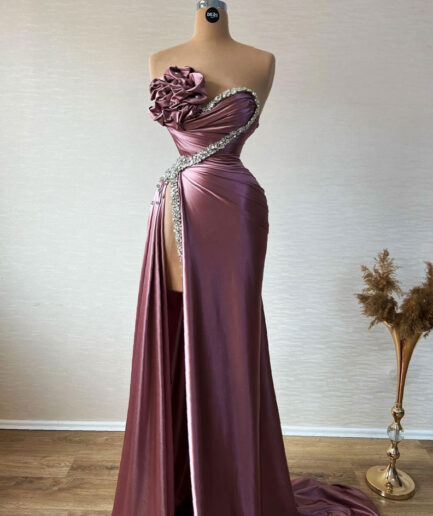 Mermaid Royal Purple Long Dress With High-Slit and Sweetheart Neckline